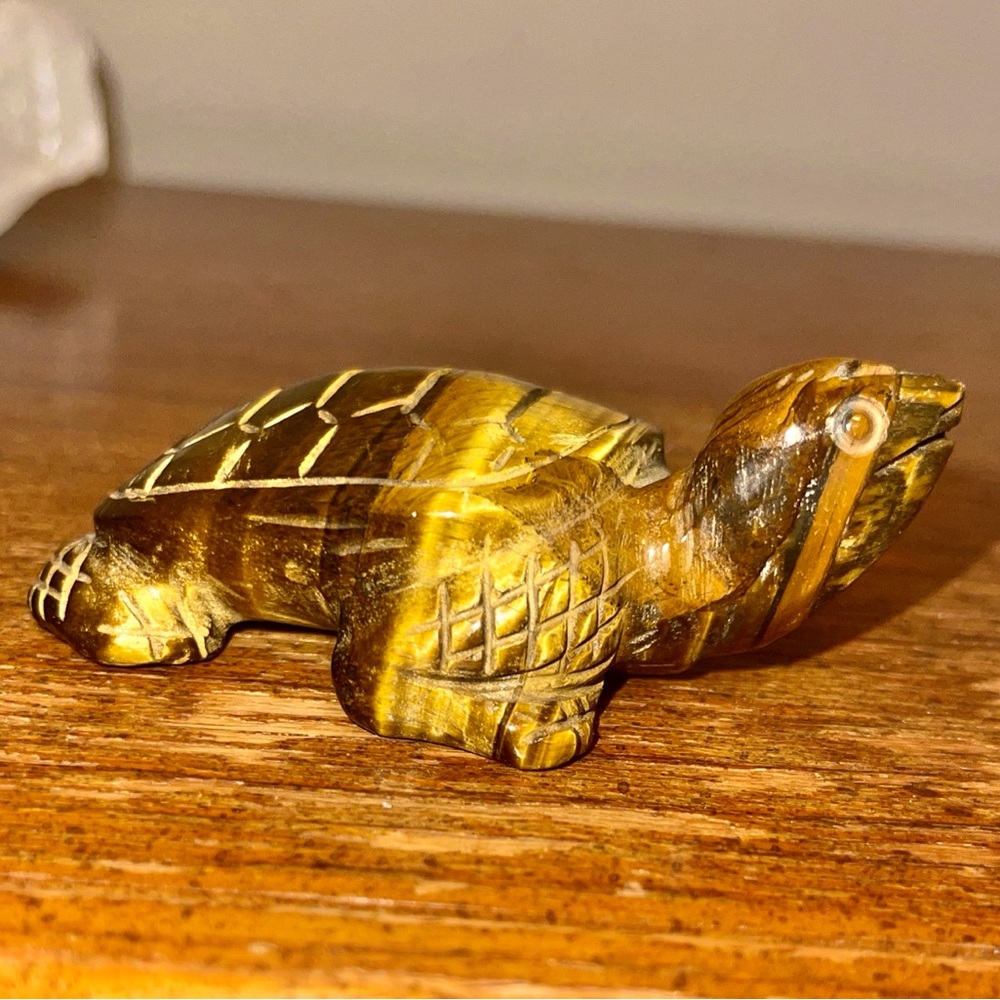 Golden Flash Tigers Eye Turtle Carving figurine